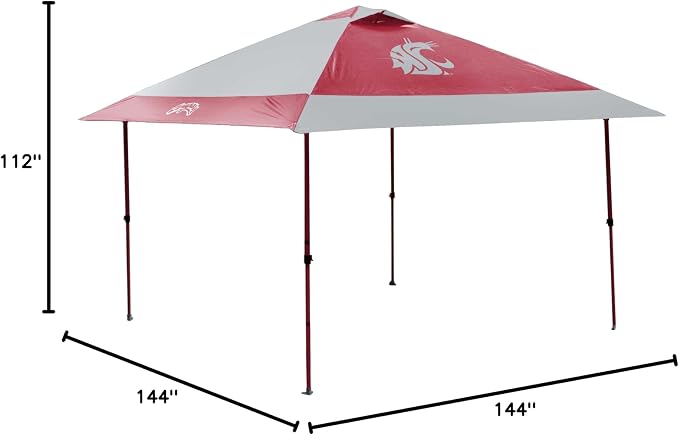 Logo Brands NCAA 12x12 Solo Up Canopy - 144 Square Feet of Shade – One-Person Easy Setup, UV-50 Protection, Rolling Storage Bag – Perfect Tent for Tailgates and Outdoor Events