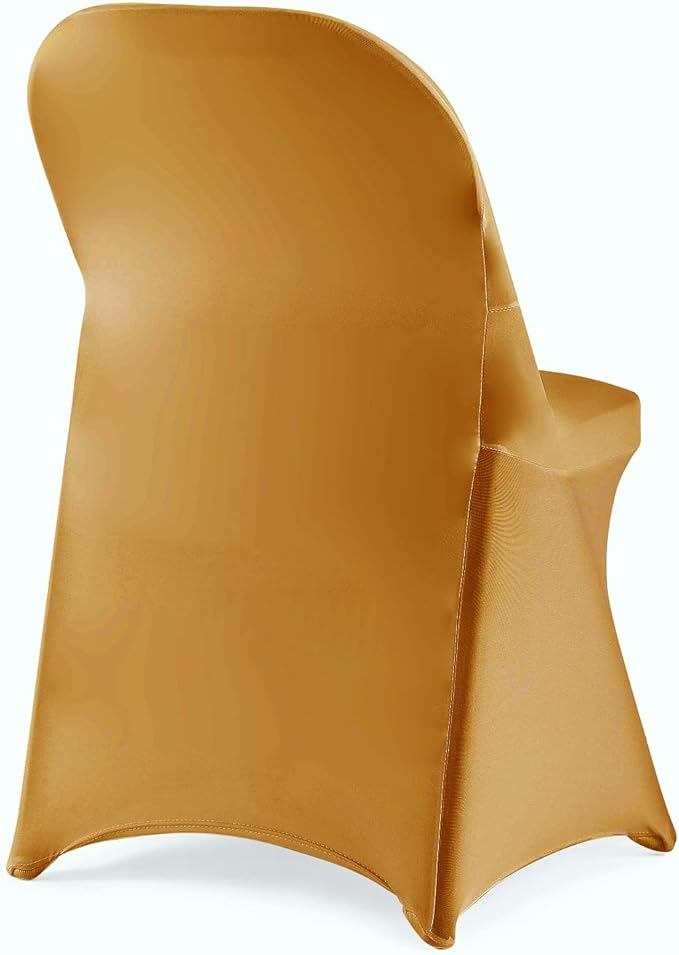 Howhic Folding Chair Covers - 36pcs, Gold Universal Spandex Fitted Covers for Wedding, Party, Banquet, Conference