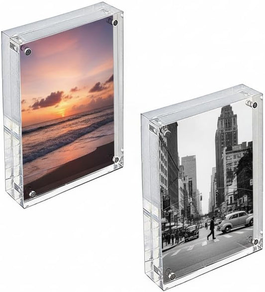 Azar Displays 104437 Acrylic Photo Frame Magnetic Set with 4x6 and 5x7 size, 2-Pack