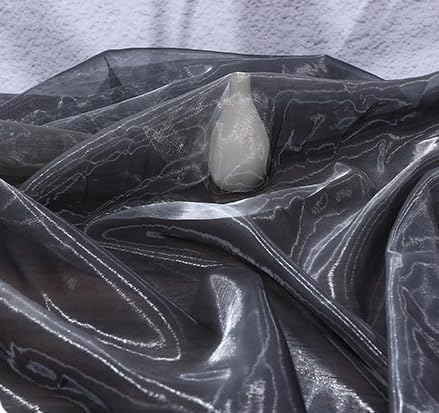 YYCRAFT Two Tone Sheer Organza Fabric by The Yard for Curtain Weddings Decor 2 Yards, Grey