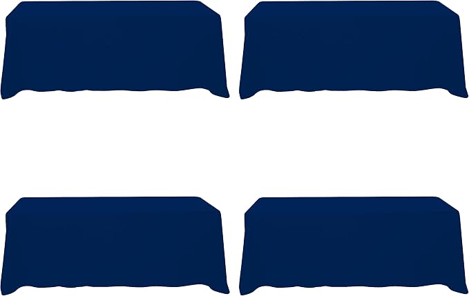 BRILLMAX 4 Pack Navy Blue Tablecloths 90 x 156 Inch for 8ft Rectangle Tables - 150 GSM Polyester Fabric, Floor Length Drop, Water, Stain & Wrinkle Resistant Cloth Cover for Wedding Reception Banquet