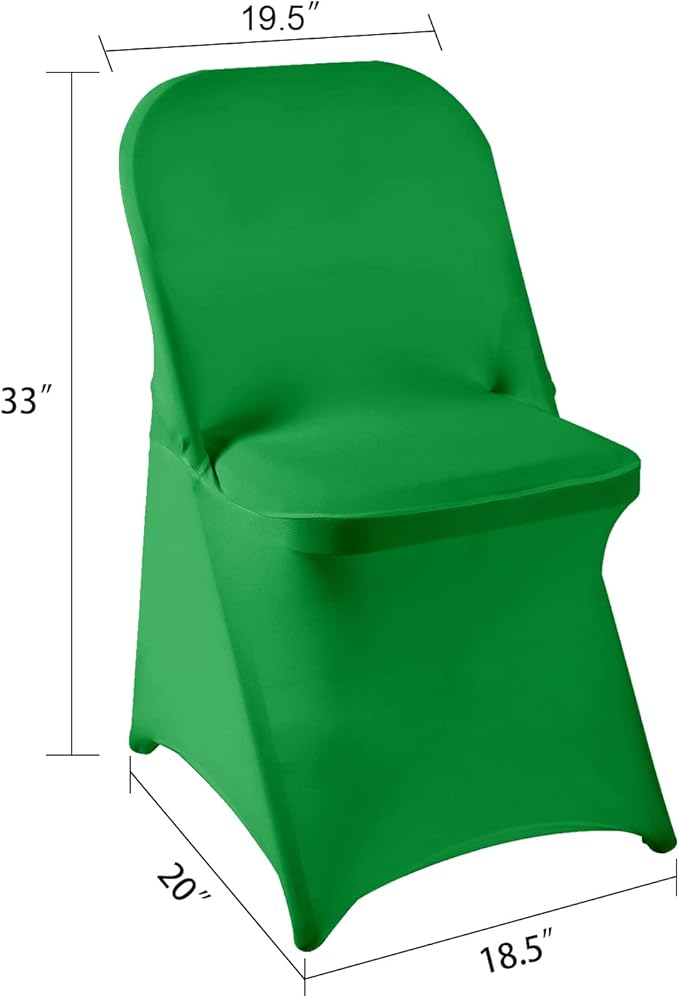 Howhic Folding Chair Covers for Party - 12pcs, Emerald Universal Spandex Fitted Chair Covers for Wedding, Banquet, Conference