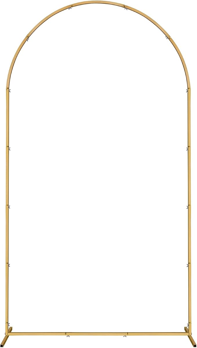 ATR ART TO REAL 7.2 FT Wedding Arch Backdrop Stand Metal Wedding Arches for Ceremony, Gold Balloon Arch Stand