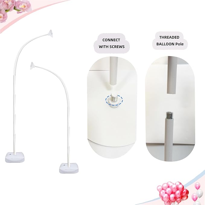 Balloon Arch Kit Stand with Base, 9Ft & 5.6Ft High Free Bending Half Arch Stand for Baby Shower Yard Decorations Wedding Birthday Party (No Balloons)
