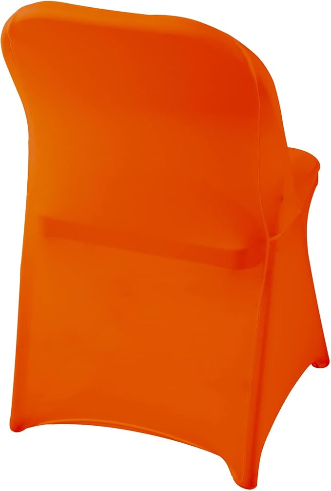 Spandex Chair Cover,12PCS,Living Room Folding Chair Covers,Removable Chair Covers Washable Protector Stretch Chair Cover for Party, Banquet,Wedding Event,Hotel(Orange)