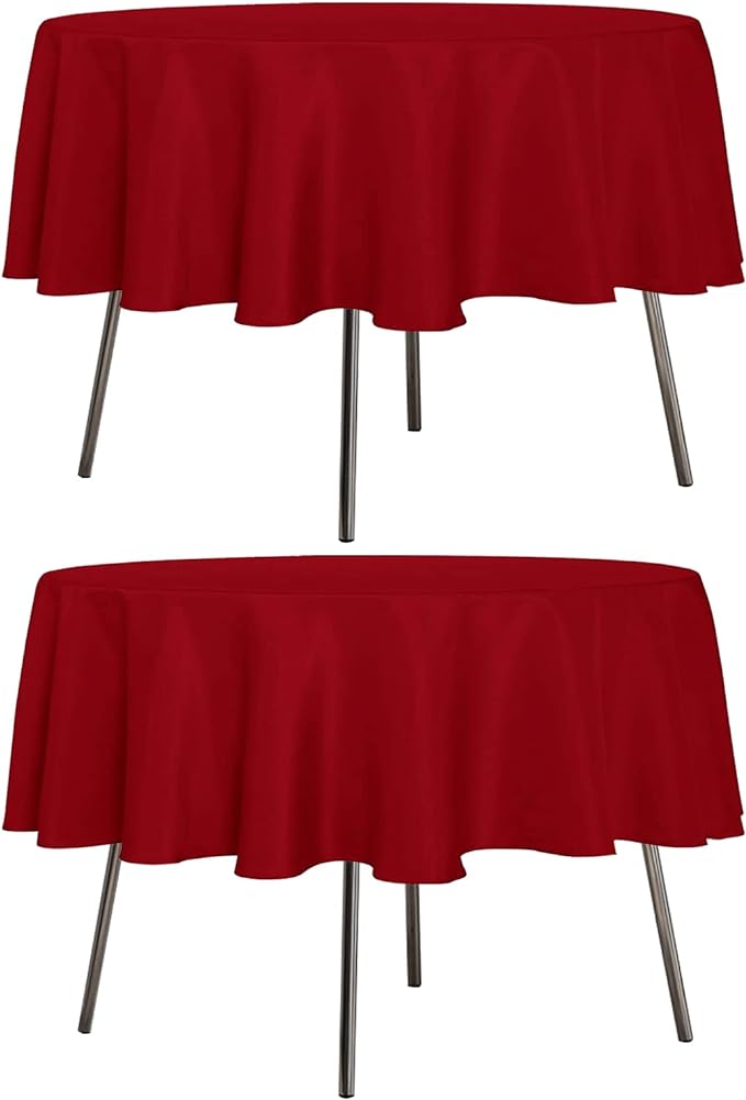 sancua 2 Pack Round Tablecloth 60 Inch Red, Stain and Wrinkle Resistant Table Cloth - Washable Polyester Table Cover for Dining Tables, Buffet Parties and Camping