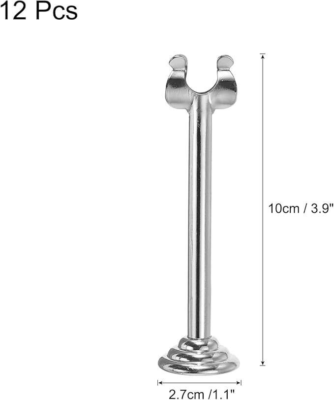 MECCANIXITY 12Pcs Table Number Holder 3.9 Inch Place Card Holder Picture Holders Silver Table Sign Holders for Wedding Anniversary Birthday Party
