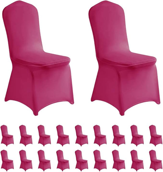 LZY 20pcs Spandex Chair Cover Stretch Slipcovers for Wedding Party, Dining Banquet Chair Decoration Covers (Fuchsia, 20)