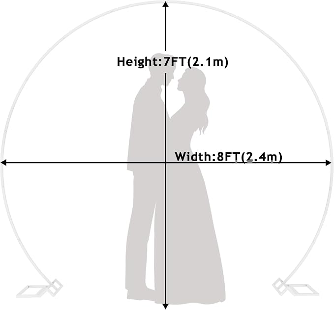 Putros Round Backdrop Stand 8ft, Circle Balloon Arch Frame, Metal Round Arch, White Circle Backdrop Stand for Wedding, Birthday Party, Anniversary, Bridal Ceremony, Graduation Decoration