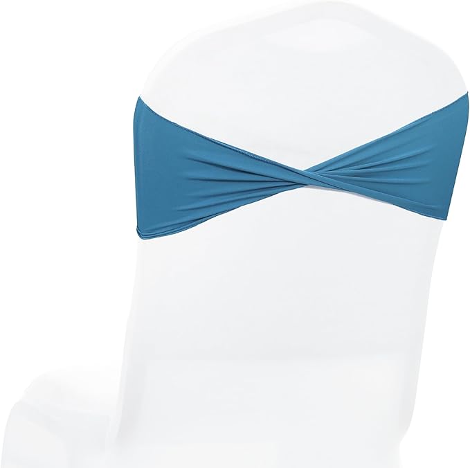 MDS Pack of 200 Spandex Chair Sashes Bows Elastic Stretch Dining Chair Bands Ties Without Slider Buckle Universal fits for Wedding Baby Shower Birthday Party Banquet Event Decoration - Dark Teal