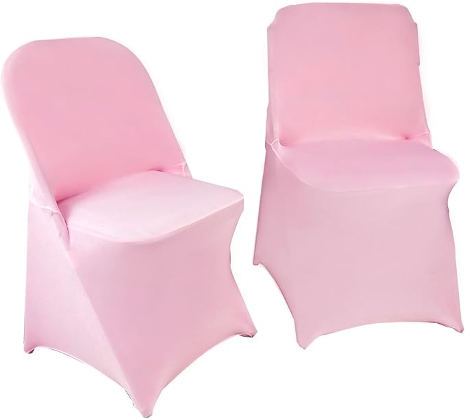 10PCS Stretch Spandex Folding Waterproof Chair Covers,Universal Fitted Chair Cover Protector for Wedding Party Banquet Holidays Celebration Decoration(Pink)