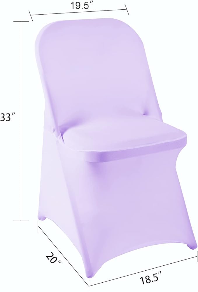 Howhic Folding Chair Covers for Party 36pcs, Lavender Universal Spandex Chair Covers for Folding Chairs, Stretchy Fitted Chair Covers for Wedding, Party, Banquet, Conference (36pcs, Lavender)