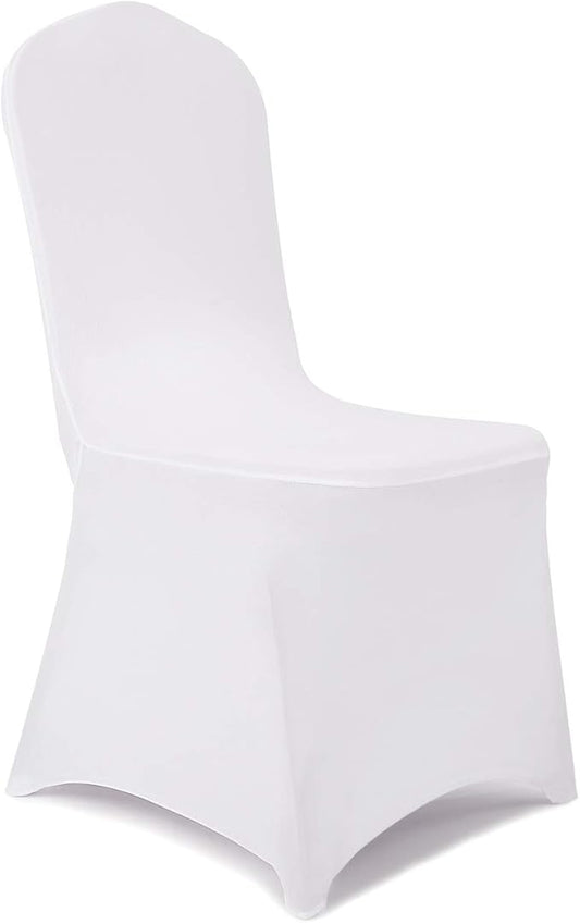 Peomeise Stretch Spandex Chair Cover for Wedding Party Dining Banquet Event (White, 25)