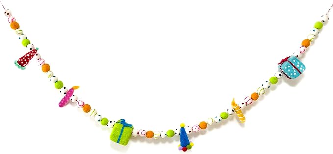 Pre-Strung Happy Birthday Banner, Colorful Felt Ball Garland, Felt Party Hats, Birthday Candles, Cute Gifts, Personalized Banner Sign for Holiday Decor Birthday Party Decoration