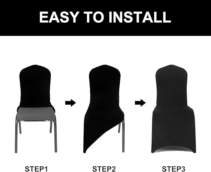 Spandex Chair Covers, 25PCS, Washable Protector for Living Room, Party, Banquet, Wedding, Hotel (Black)