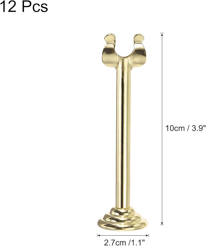 MECCANIXITY 12Pcs Table Number Holder 3.9 Inch Place Card Holder Picture Holders Gold Table Sign Holders for Wedding Anniversary Birthday Party