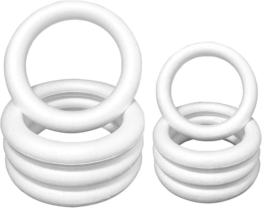 Worown 8 Pcs (8 & 12 Inch) Foam Wreath Forms, Foam Rings for Home Front Door, Christmas, Thanksgiving Day and Wedding Decorations