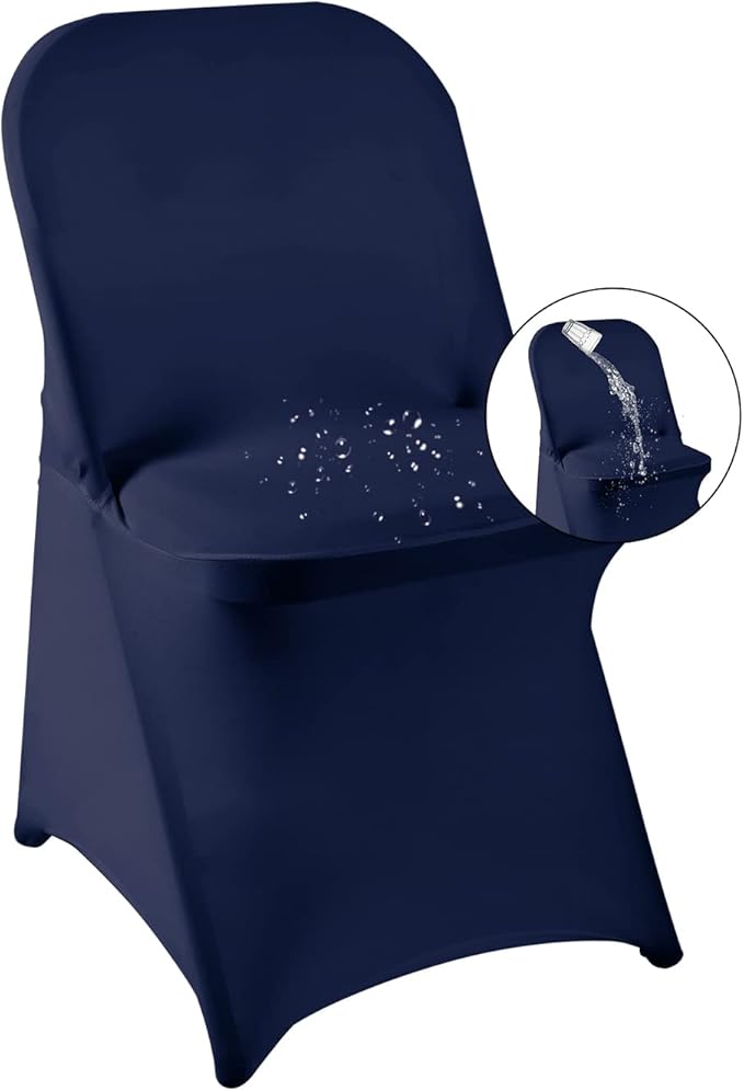 magalo 20 Pack Navy Spandex Folding Waterproof Chair Cover, Stretch Chair Cover Protector for Wedding, Party, Dining Banquet and Other Special Events