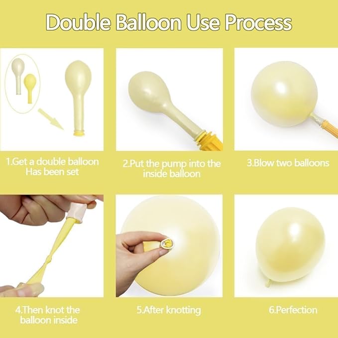 Yellow Balloon Arch Kit Double Stuffed, Pastel Light Yellow Pearl White Sand Balloon Garland for Bee Baby Shower Bridal Wedding Birthday Lemon Valentine Party