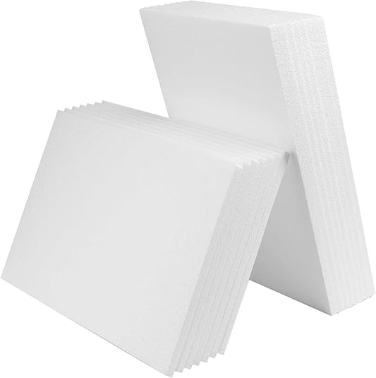 AMZQNART Craft Foam Block, 0.5 in Thick 17x11" EPS Polystyrene Rectangle Foam Blocks Packs of 15 Pcs for Art Sculpting, Sculpture, Modeling, School and Home DIY.