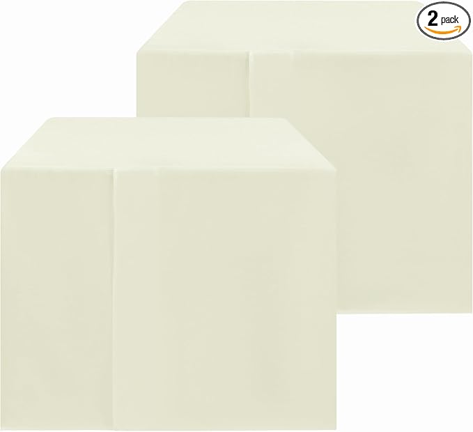 HolidayIdeas 2 Pack Square Fitted Table Covers - 34 x 34 Inch -Card Table Clothes Washable Tablecloth Protectors for Parties, Holiday Dinner, Trade Show, Vendor Stand, Butter Cream