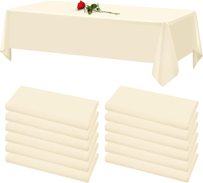 12 Pack Beige Tablecloths for Rectangle Tables Stain and Wrinkle Resistant Washable Polyester Tablecloth 60 x 102 Inch Table Cloth Rectangle Table 6 Foot Rectangle Table Cloth for Wedding Party