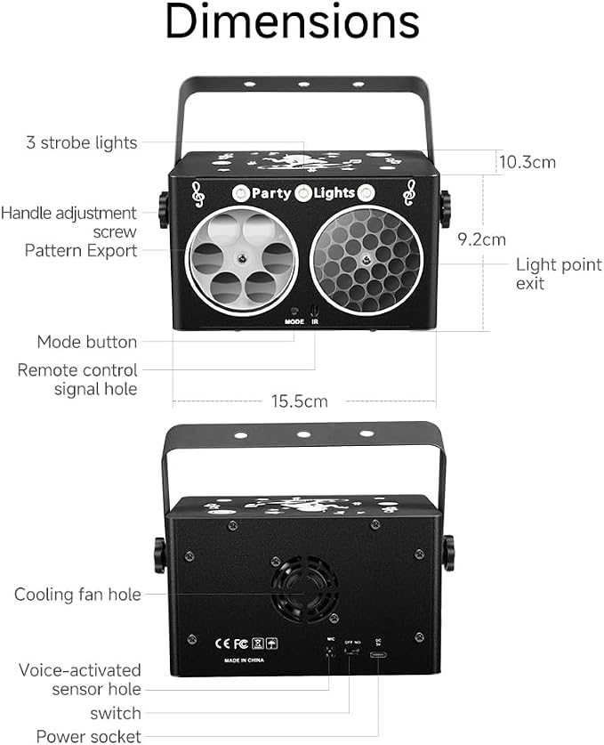 Party DJ Disco Light 3in1 projector Stage lighting remote control multi-mode voice control strobe effect projection light Family Party Bar Club KTV Karaoke Holiday Birthday Bash Party atmosphere light