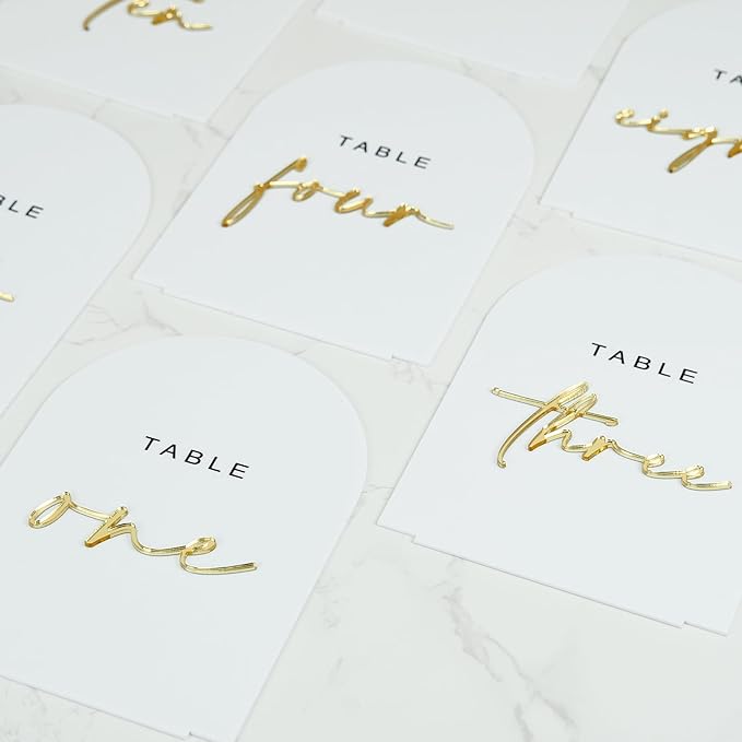 White Arched Wedding Table Numbers 1-10 with Stands, 5x7 Inch White Acrylic Arch Sign with Gold Numbers, Acrylic Table Numbers for Wedding Reception