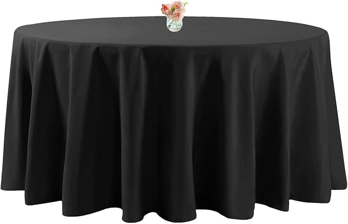 6 Pack 120 Inch Black Round Tablecloth, Soft Easy to Iron Washable Polyester Table Cloth, Decorative Fabric Table Cover for Dining Table, Buffet Parties and Camping
