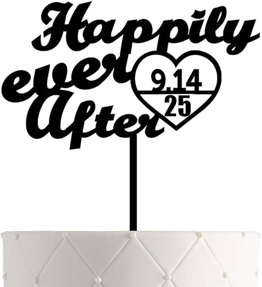 Personalized Mr. & Mrs. Wedding Cake Topper – Custom Bride & Groom Cake Decoration – Elegant Wedding Décor, Anniversary, Engagement Party (Design 3 (CKC107), Black Acrylic)