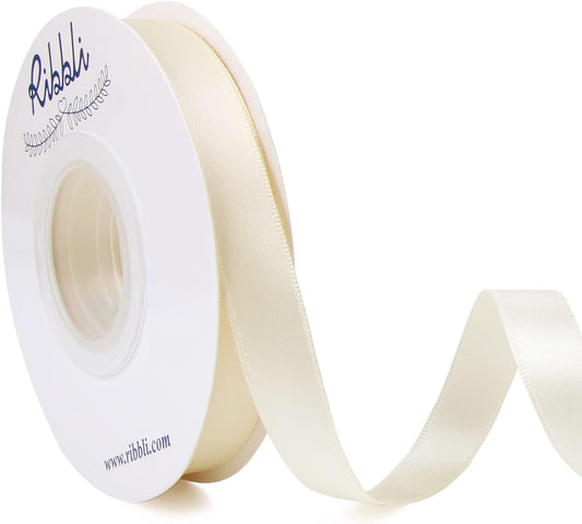 Ribbli Ivory Double Faced Satin Ribbon,1/2” x Continuous 25 Yards,Use for Craft Bows Bouquet, Gift Wrapping, Wedding Decoration, Floral Arrangement