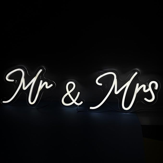 Mr and Mrs Neon Sign for Wedding Neon Light LED Backdrop Wall Decor USB Wedding Reception Decoration Gifts for Anniversary Engagement Banquet