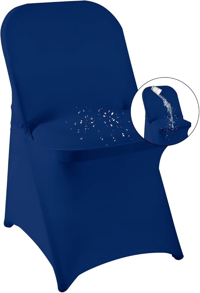 magalo 20 Pack Classic Blue Spandex Folding Waterproof Chair Cover, Stretch Chair Cover Protector for Wedding, Party, Dining Banquet and Other Special Events