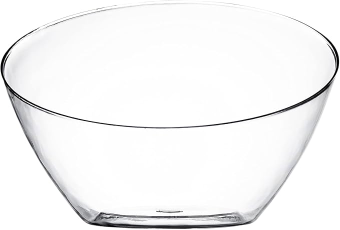 Posh Setting - Clear Plastic Serving Bowls for Party Angled Bowls Disposable Chip Bowls Candy Bowls for Party Table Salad and Fruit Bowls for Buffets Wedding Serving Bowls-Clear, 8 OZ, 5 Pack
