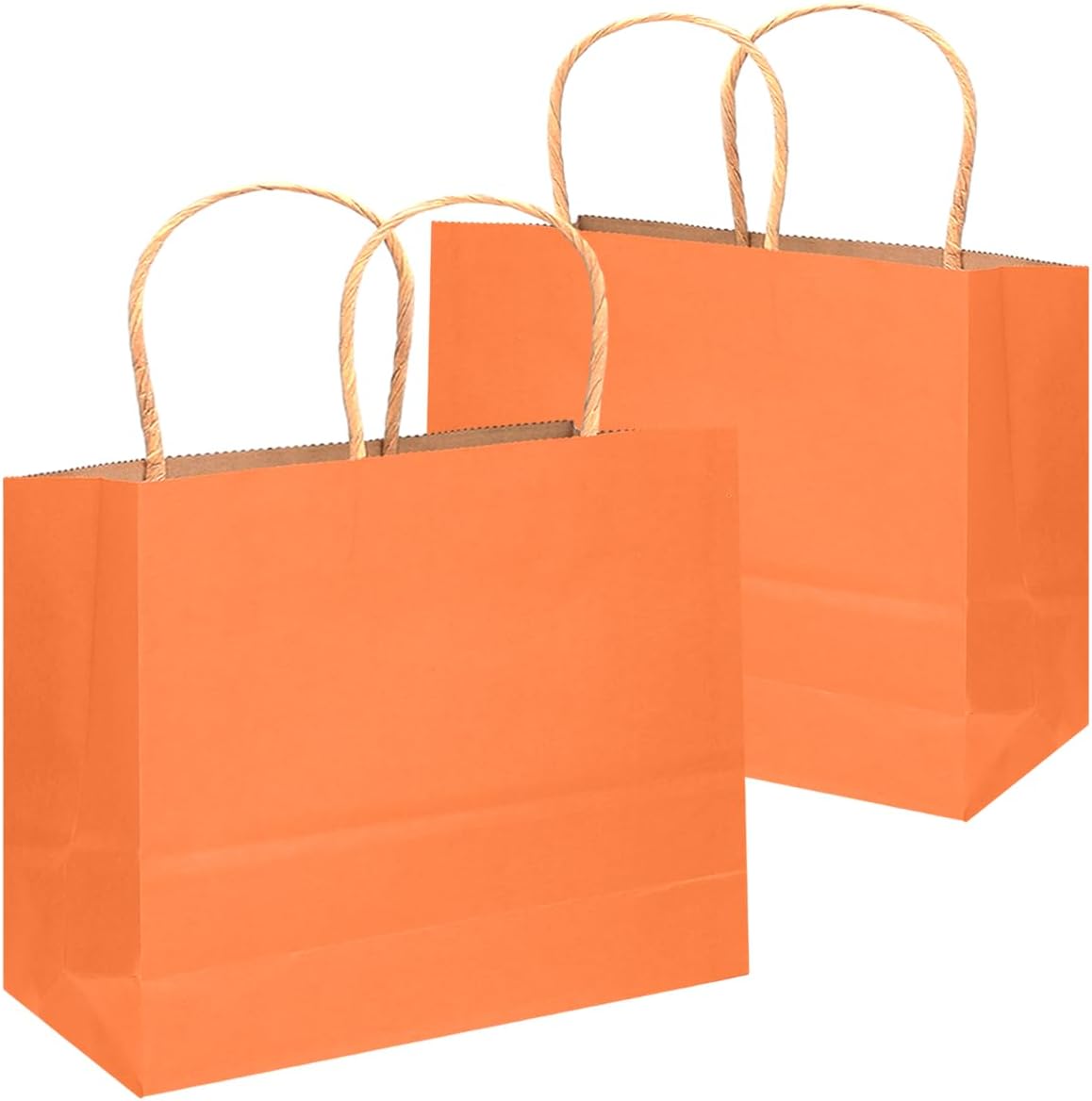 qiqee 100PCS Large Gift Bag with Handles Bulk 13"x4.5"x10" Gift Bags Kraft Orange Multiple Uses (32x11x25cm,Wide Large)