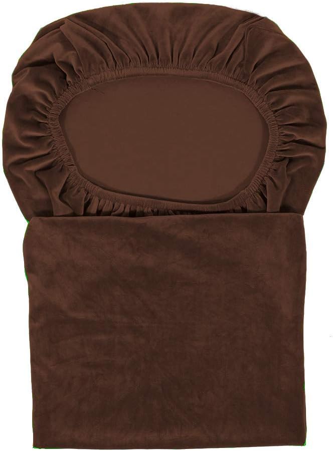 Velvet Plush XL Dining Chair Covers, Stretch Chaircover, Spandex High Chairs Protector Covers Seat Slipcover with Elastic Band for Dining Room,Wedding, Ceremony, Banquet (Coffee, Set of 4)