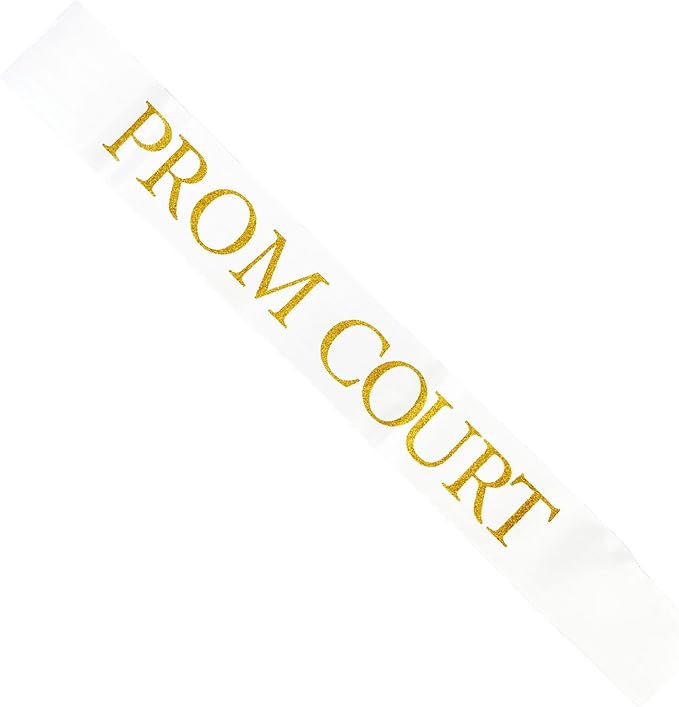 10Pcs Prom Court Sashes, School Dance Graduation Party Accessories for Prom King and Queen，Graduation Party White Gold