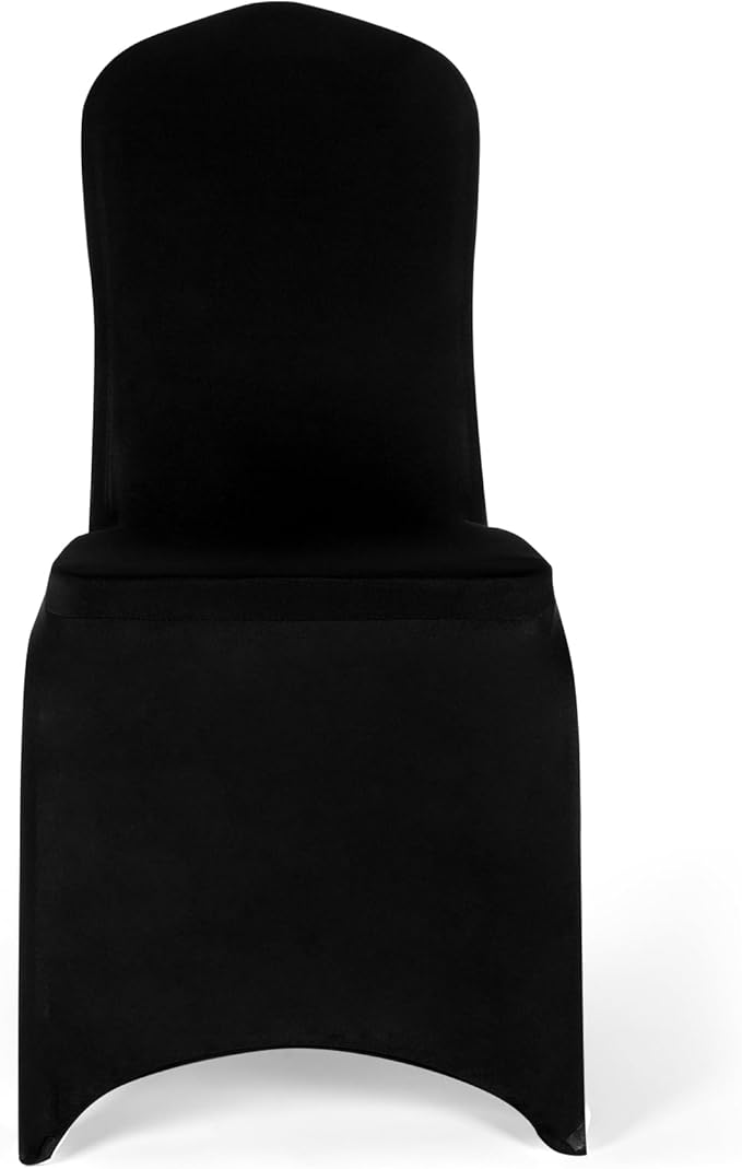 50 PCS Black Polyester Spandex Chair Covers - Stretch Slipcovers for Wedding, Party, Dining, Banquet - Flat-Front Chair Covers