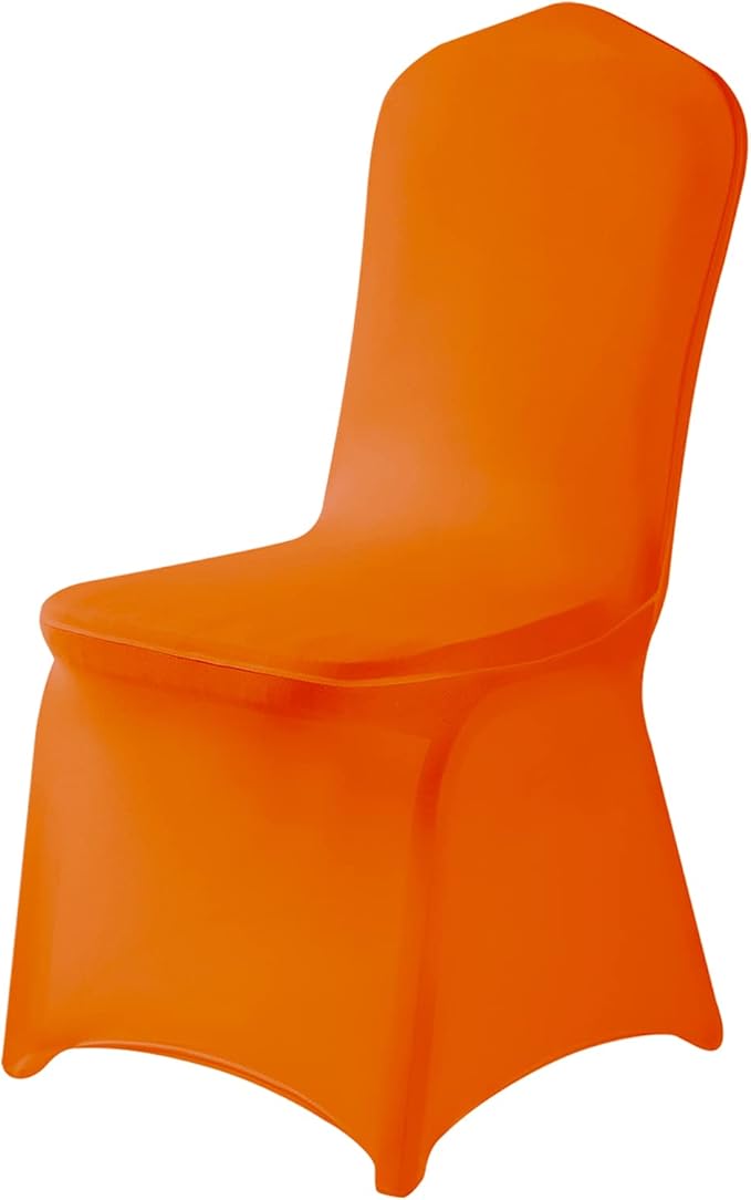 LZY 10pcs Spandex Chair Cover Stretch Slipcovers for Wedding Party, Dining Banquet Chair Decoration Covers (Orange, 10)