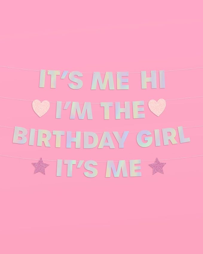 xo, Fetti Eras I'm The Birthday Girl Banner 5 Ft, Iridescent | Birthday Party Decoration, Bday Photo Booth Backdrop, Silver HBD Sign Supplies