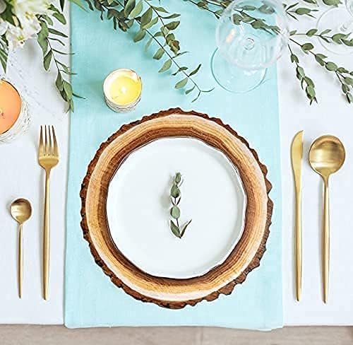 Gift Boutique Disposable Wooden Slice Paper Place Mats 50 Pack 13.5" Round Rustic Brown Wood Slices Charger Place Mat for Farmhouse Tan Table Setting Summer Spring Fall Wedding Dinner Party Decor