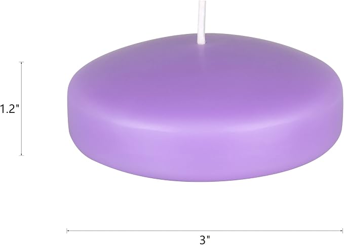 Mega Candles 4 pcs Unscented Lavender Floating Candles, Hand Poured Wax Candle 3 Inch Diameter, Home Décor, Wedding Receptions, Centerpieces, Occasions, Events, Festivities, Meditations, Spas