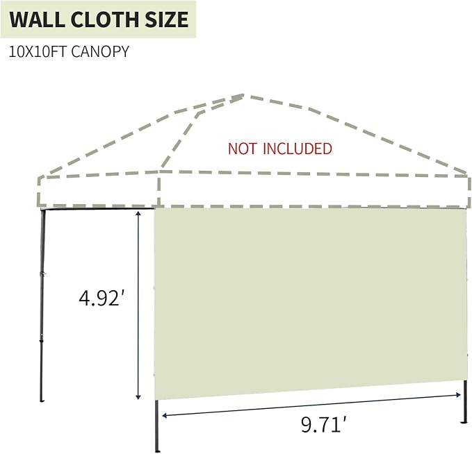 Instant Canopy Tent SideWalls Waterproof Sunwalls for 10x10 Pop Up CanopyTent, 300D Polyester Canopy Walls 3Pack Sidewalls Waterproof and UV Protection