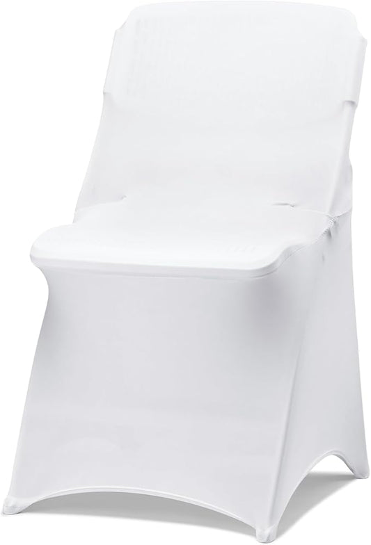 30 Pack White Folding Chair Covers for Party, Spandex Chair Covers for Wedding, Stretch Seat Cover 30 Pieces, Universal Fitted Polyester Slipcovers for Dining Chairs, Parties & Banquet (30 PCS)