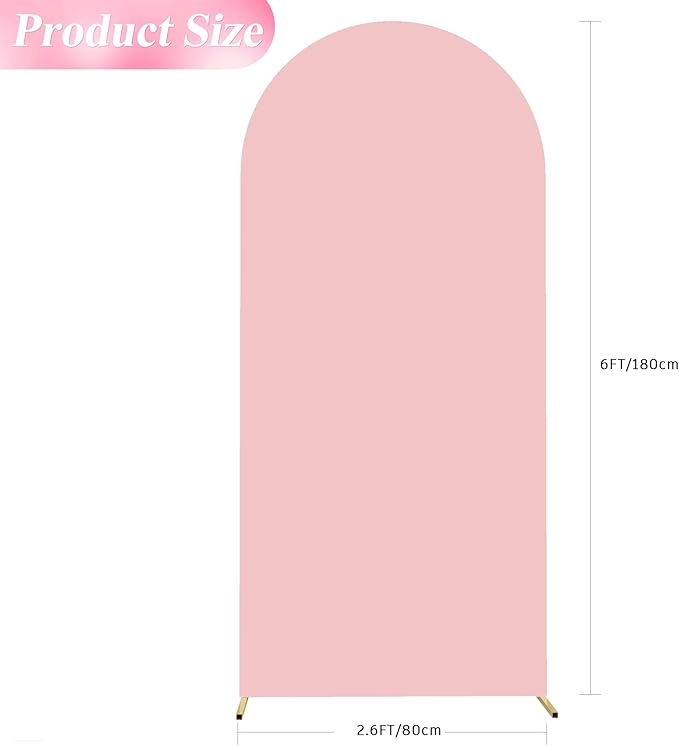 Wokceer 6FT Wedding Arch Cover Spandex Fitted Wedding Arches Stand Covers Round Top Blushing Pink Chiara Arch Cover for Birthday Party Ceremony Banquet Decoration