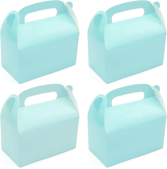 30-Pack Blue Party Favor Treat Boxes, Goodie Boxes, Gable Paper Gift Boxes with Handles. Perfect for Prince Party and Baby Shower Decoration Supplies