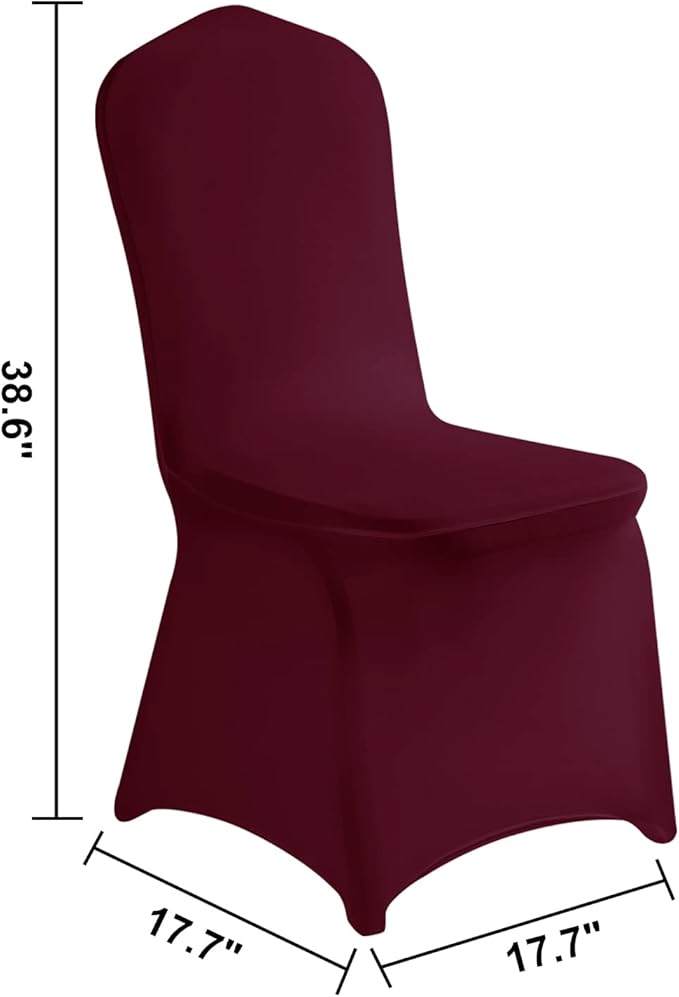 LZY 20pcs Spandex Chair Cover Stretch Slipcovers for Wedding Party, Dining Banquet Chair Decoration Covers (Burgundy, 20)