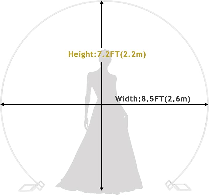 Fomcet 8.5FT White Round Backdrop Stand Metal Circle Balloon Arch Frame for Wedding Birthday Party Anniversary Valentine Ceremony Decorations Thickened Square Tubes