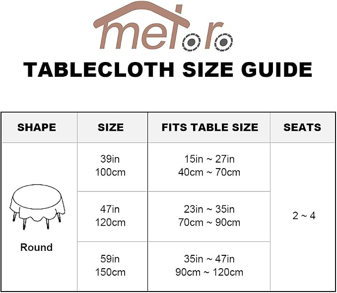 meioro Round Tablecloth Stripe Tassel Table Cloth Cotton Linen Dust-Proof Table Cover for Dining Circle Coffee Side End Card Table(Coffee Brown Stripes, 60 Inch)