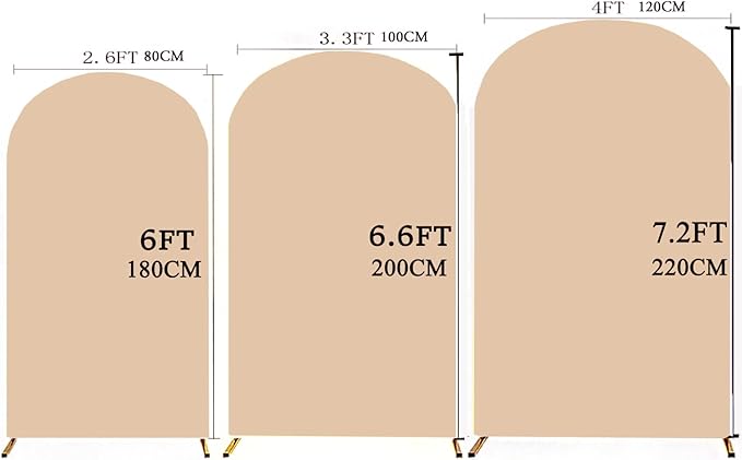 6.6 FT Nude Arch Backdrop Cover, Nude Chiara Backdrop Cover, Champagne Wedding Arch Cover, Arch Backdrops Stand Cover for Birthday Wedding Party Photography
